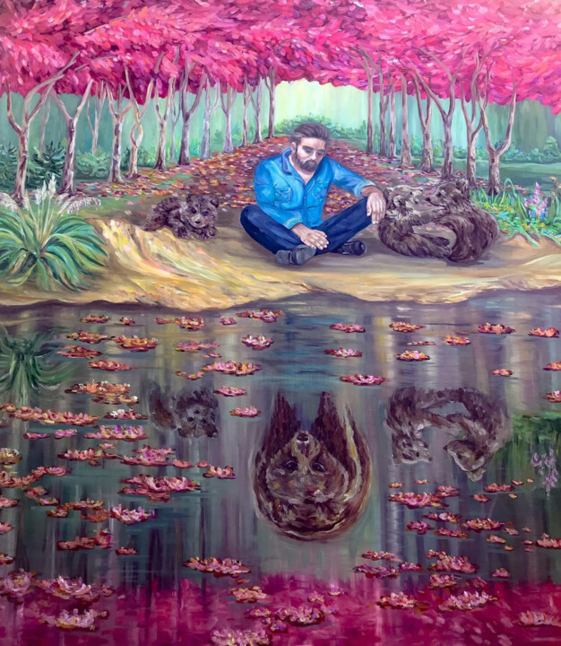 Painting titled "“Guardián of the Be…" by Pintor Nicolas, Original Artwork, Oil