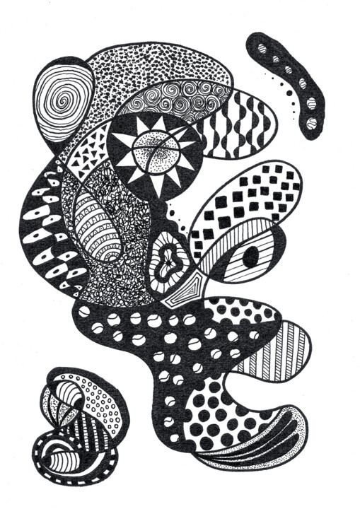 Zeichnungen mit dem Titel "Intuition 01" von Lumagayo, Original-Kunstwerk, Tinte