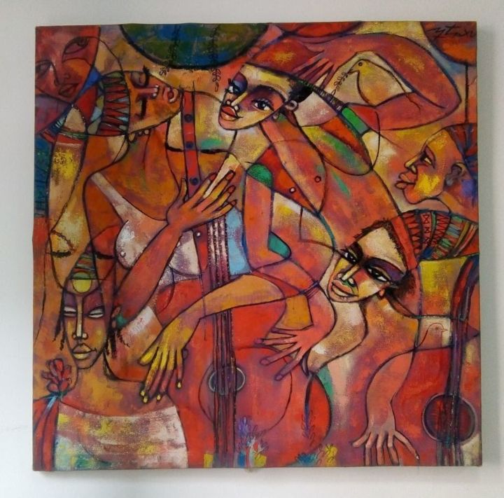 Картина под названием "Lirica passional" - Luisa Miguel Mutisse, Подлинное произведение искусства, Масло