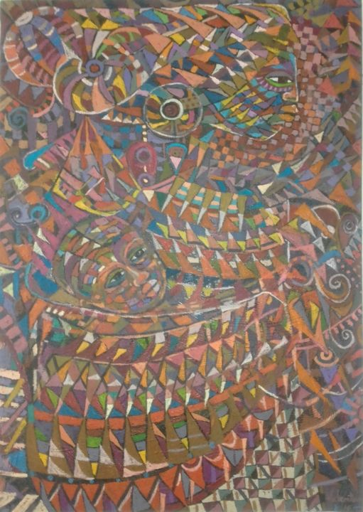 Картина под названием "Sem titulo" - Luisa Miguel Mutisse, Подлинное произведение искусства, Масло