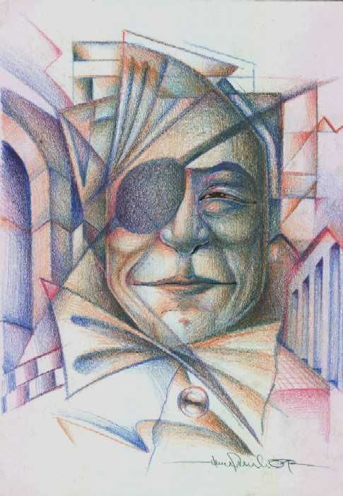 Zeichnungen mit dem Titel "With one eye" von Lumír Žemla, Original-Kunstwerk, Andere