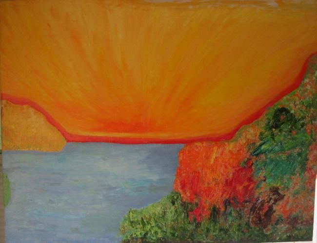 Painting titled "Sunrise and the clo…" by Lummisart, Original Artwork, Oil