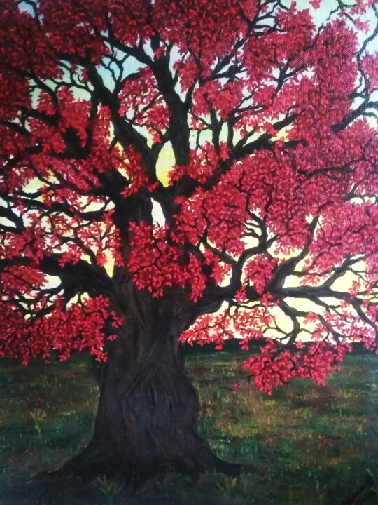 Painting titled "Tree of Love" by Luna, Original Artwork, Oil