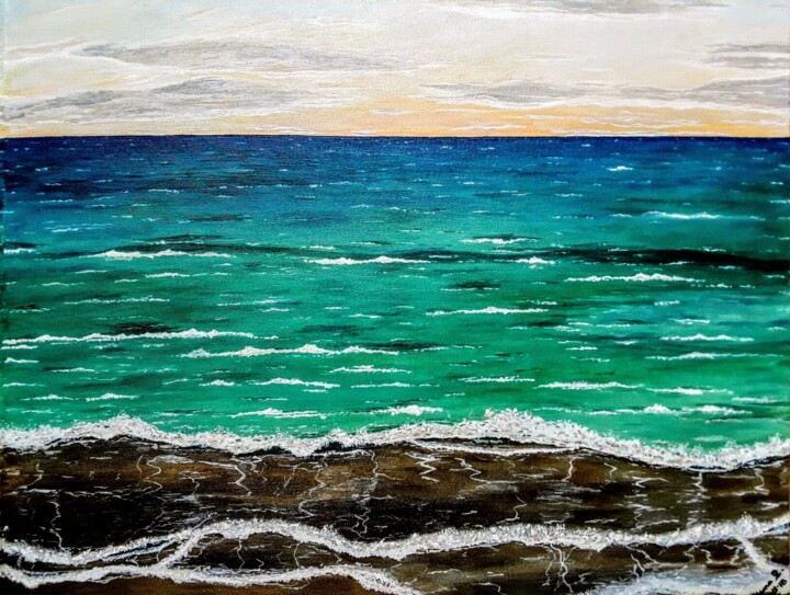 Painting titled "Bajo las olas" by Luna, Original Artwork, Acrylic