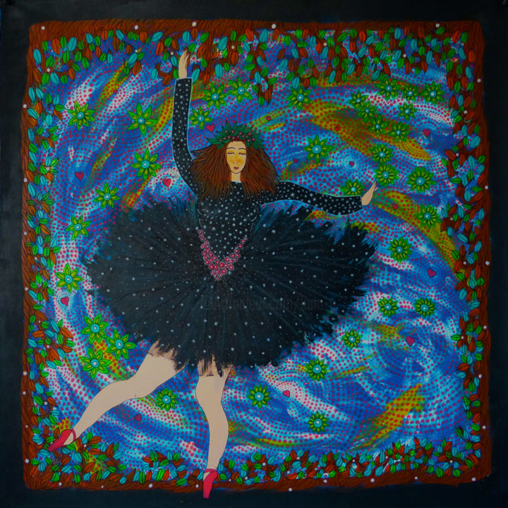 Malarstwo zatytułowany „La danse des atomes” autorstwa Luna A, Oryginalna praca, Akryl