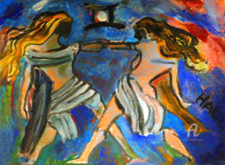Pittura intitolato "gemelli.jpg" da Luna Hal, Opera d'arte originale,
