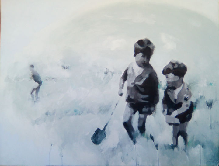 Pittura intitolato "Vacances à la mer .…" da Lunat, Opera d'arte originale, Pastello