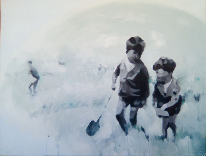 Painting titled "Vacances à la mer .…" by Lunat, Original Artwork, Pastel