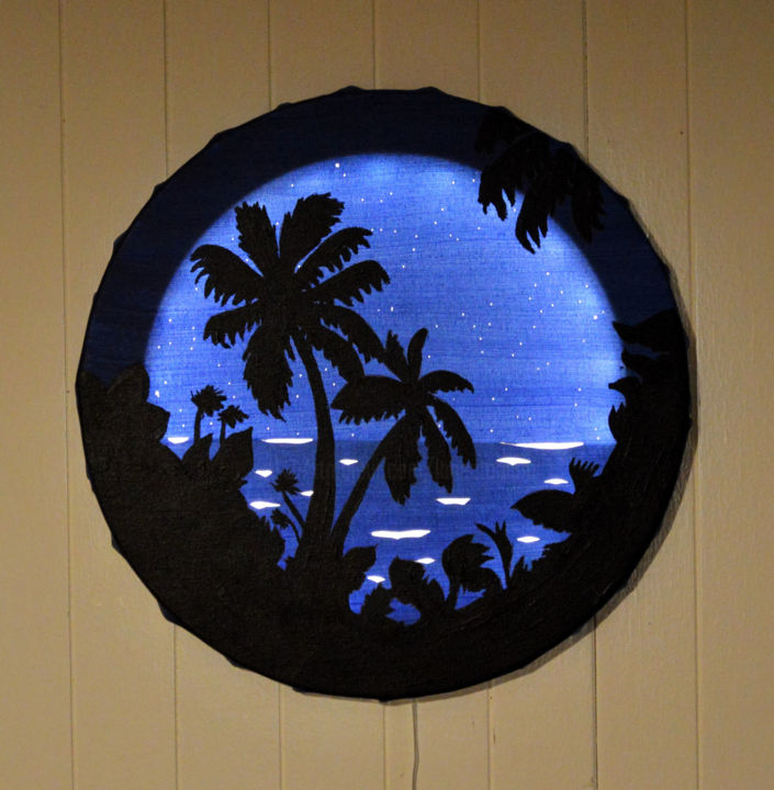 Colagens intitulada "TABLEAU LED 'PARADI…" por Lune Et Animo, Obras de arte originais, Outro
