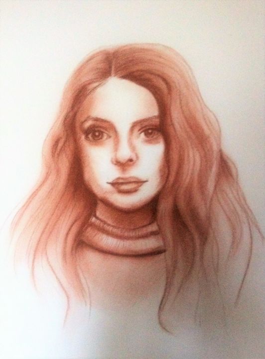 Drawing titled "Justine" by Lune Et Animo, Original Artwork, Pastel