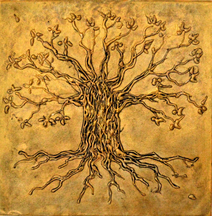 Peinture intitulée "Arbre de vie, en re…" par Lune Et Animo, Œuvre d'art originale, Acrylique