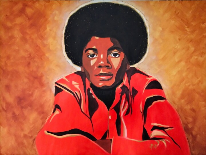 Malerei mit dem Titel "Portrait de Michael…" von Lune Et Animo, Original-Kunstwerk, Acryl