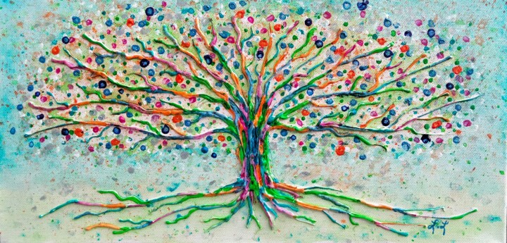 Malerei mit dem Titel "Peinture arbre de v…" von Lune Et Animo, Original-Kunstwerk, Acryl