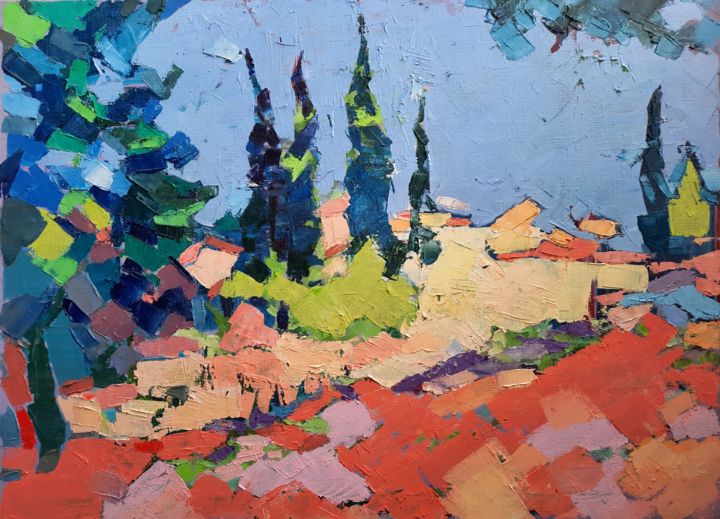 Картина под названием "Landscape" - Marian Luniv, Подлинное произведение искусства, Масло