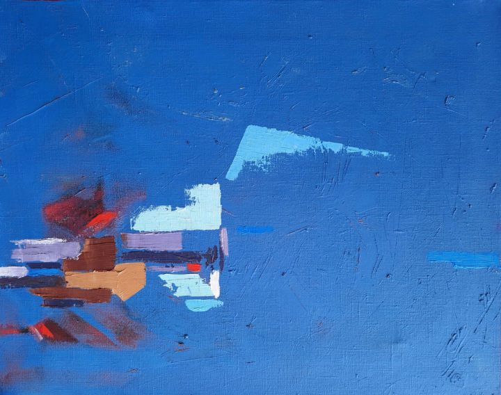 Pittura intitolato "My Blue Thoughts" da Marian Luniv, Opera d'arte originale, Olio