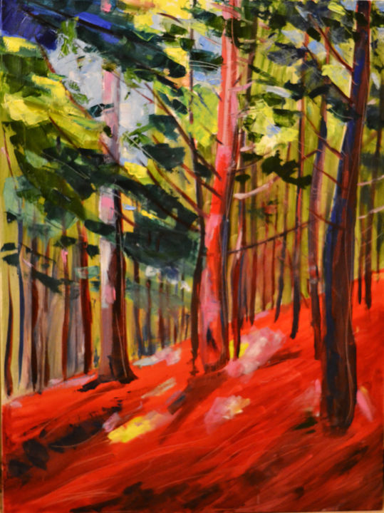 Painting titled "Forest_04" by Marian Luniv, Original Artwork, Oil