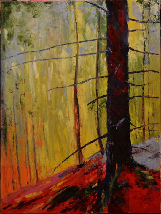 Painting titled "Forest_03" by Marian Luniv, Original Artwork, Oil
