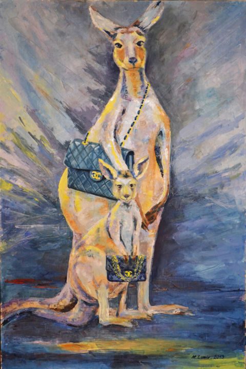 Painting titled "Marsupials-Chanel" by Marian Luniv, Original Artwork, Oil