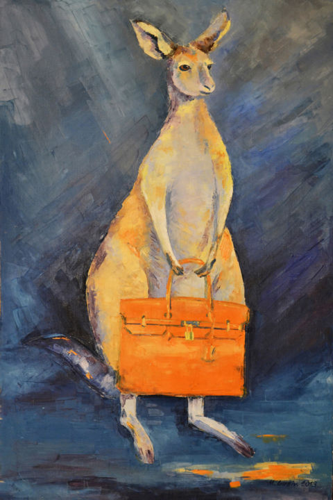Painting titled "Marsupials-Hermes" by Marian Luniv, Original Artwork, Oil