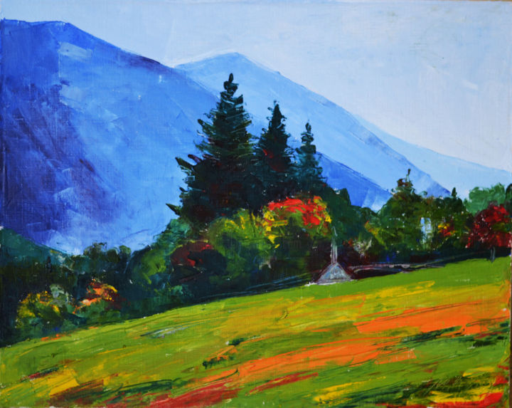 Painting titled "Carpathians. Early…" by Marian Luniv, Original Artwork, Oil