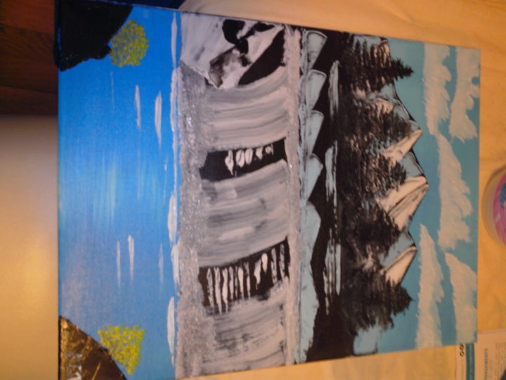 Pittura intitolato "montagne-cascade.jpg" da L'Univers De Mckie, Opera d'arte originale, Olio