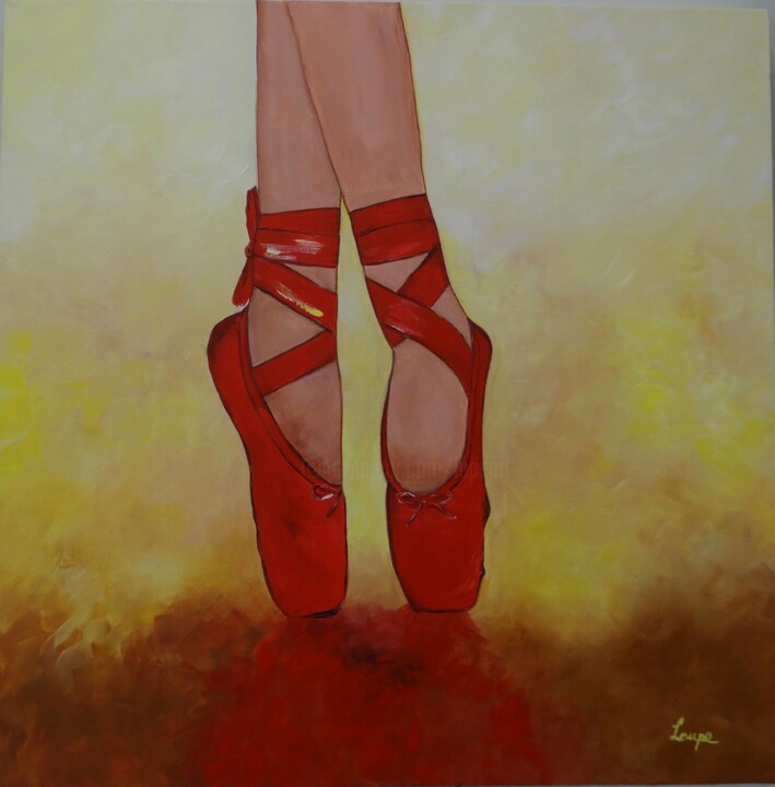 Painting titled "BALLARINA SHOES" by Lupe Rocha, Original Artwork, Acrylic