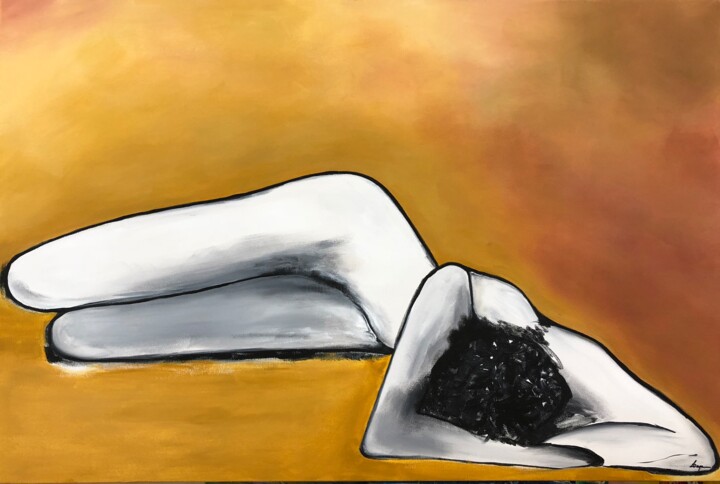 Painting titled "RECOVERING - Laying…" by Lupe Rocha, Original Artwork, Acrylic