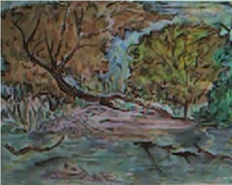 「Au bord de l'eau」というタイトルの絵画 Lunaによって, オリジナルのアートワーク, オイル