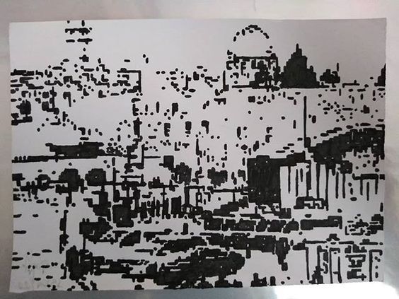 Desenho intitulada "Kotel כותל , Muro d…" por Luq'As Albert, Obras de arte originais, Tinta