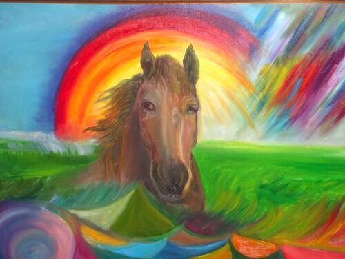 Картина под названием "horse" - Luse Yeremyan, Подлинное произведение искусства, Масло