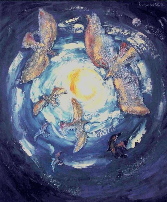 Pintura titulada "girones en el cielo…" por Mir Lusewix, Obra de arte original, Oleo