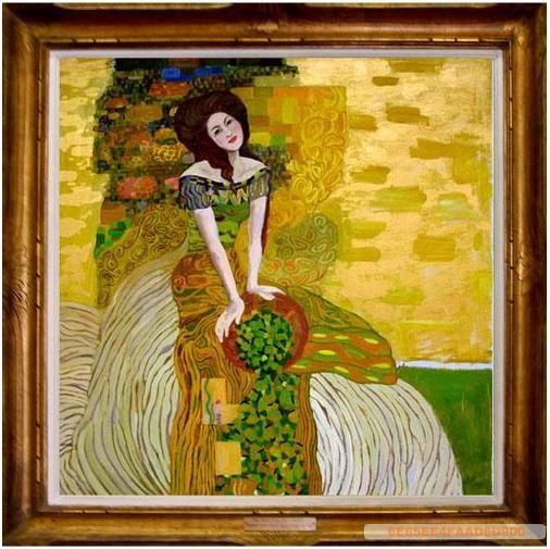 Painting titled "Picking Millet" by Lusia, Original Artwork