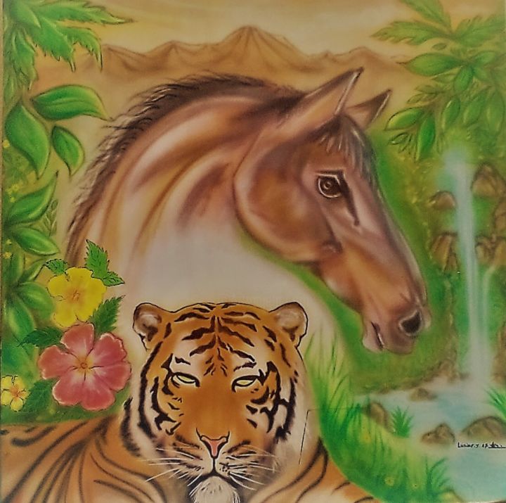 Peinture intitulée "nature fraiche" par Skaytee, Œuvre d'art originale,