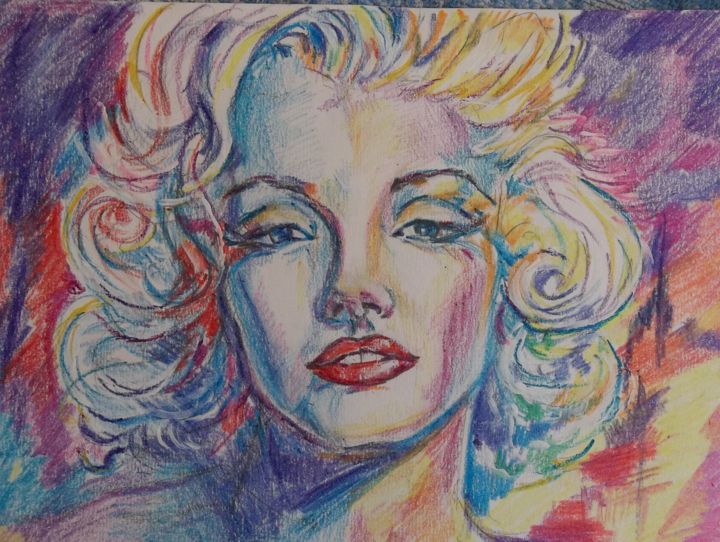 Drawing titled "Marilyn" by Lusy Akopova, Original Artwork, Pencil