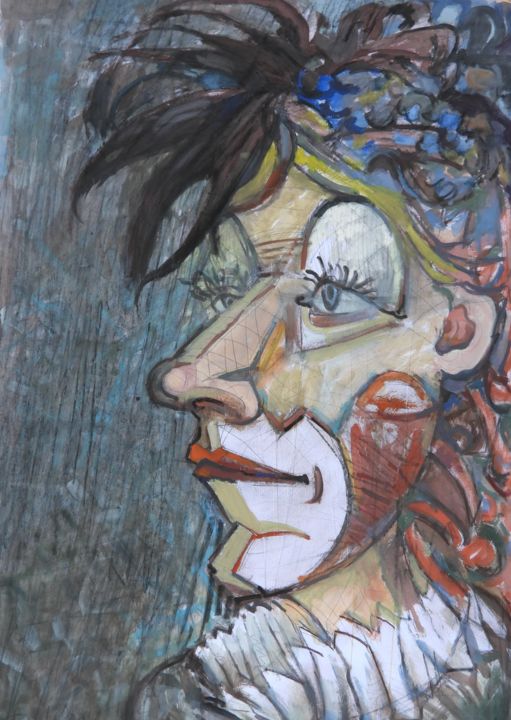 Painting titled "Shaggy clown" by Lubomir Tkacik, Original Art, Oil