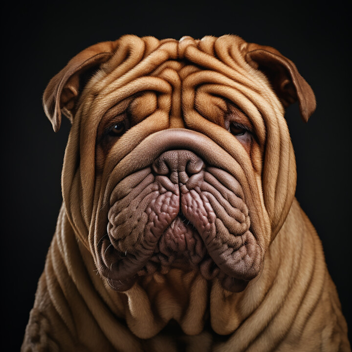 Digitale Kunst getiteld "Sharpei" door Luuk Denekamp, Origineel Kunstwerk, AI gegenereerde afbeelding