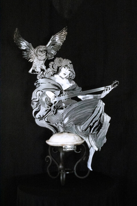 Sculpture intitulée "Partage musical" par Luva Simone, Œuvre d'art originale, Métaux