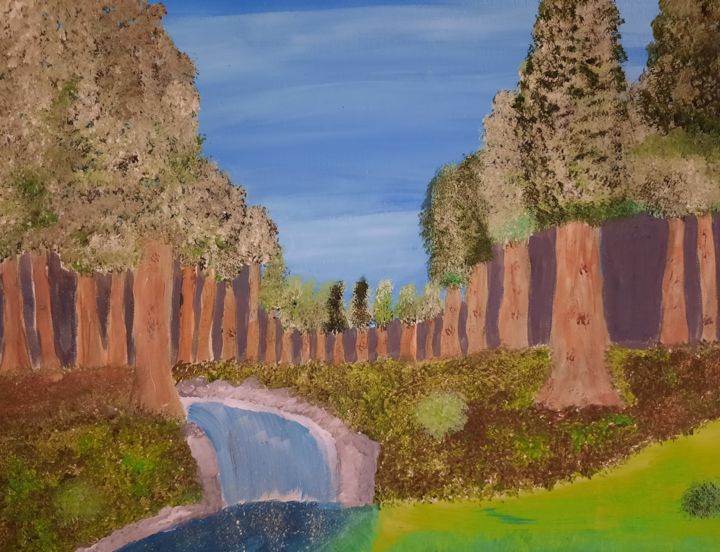 "Arbres & cascade" başlıklı Tablo Nature Sabrina tarafından, Orijinal sanat, Akrilik Ahşap panel üzerine monte edilmiş