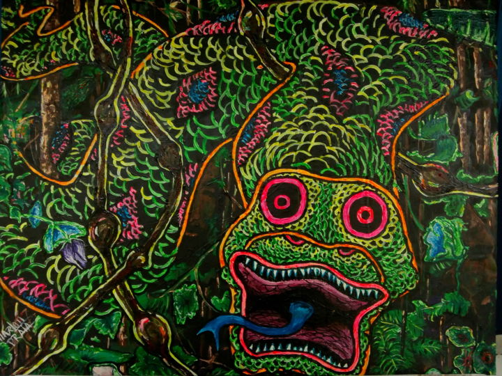 Painting titled "Serpente da aiahuas…" by Marlo Praia, Original Artwork, Acrylic