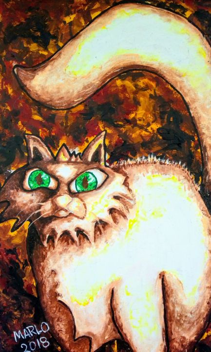 Pintura intitulada "O espirito do gato" por Marlo Praia, Obras de arte originais, Acrílico