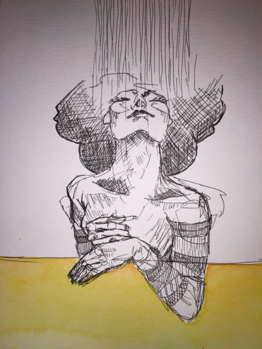 Drawing titled "Feels" by Luzia Stickl, Original Artwork, Ballpoint pen