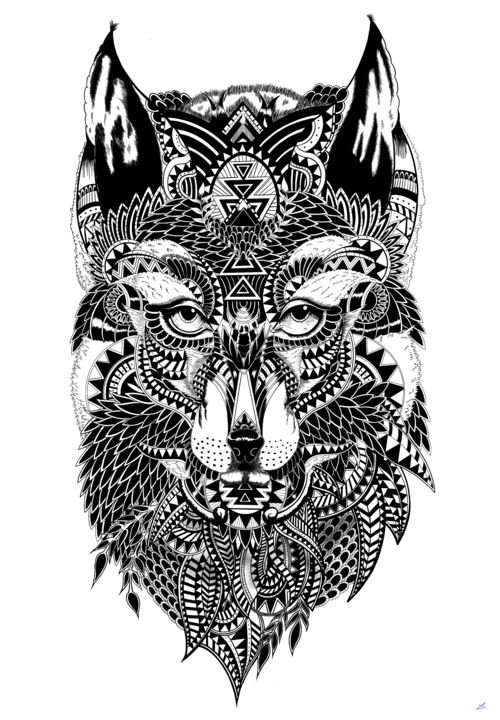 Arts numériques intitulée "Le loup" par Lvn_dwg, Œuvre d'art originale, Travail numérique 2D