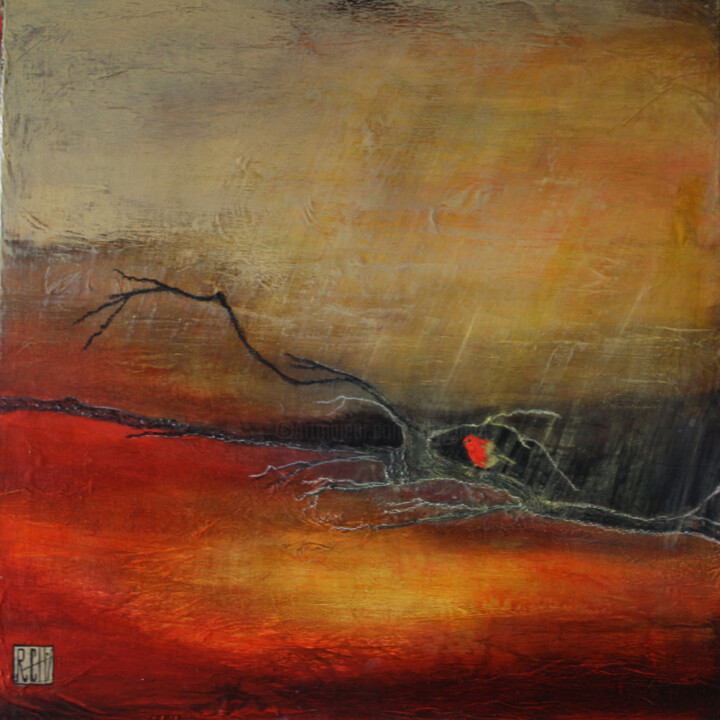 Peinture intitulée "Le point rouge" par Ly-Rose, Œuvre d'art originale, Huile