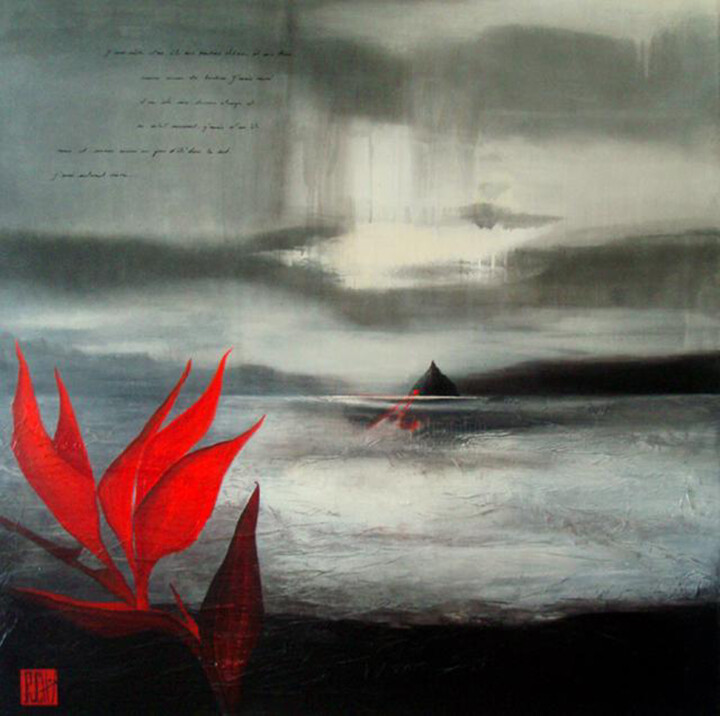 Peinture intitulée "L'île aux flleurs d…" par Ly-Rose, Œuvre d'art originale, Huile