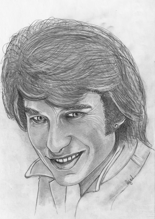 Drawing titled "Johnny Hallyday" by Eric Schroedel, Original Artwork, Graphite