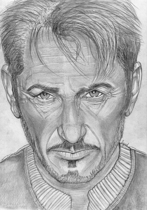 Drawing titled "Sean Penn" by Eric Schroedel, Original Artwork, Graphite