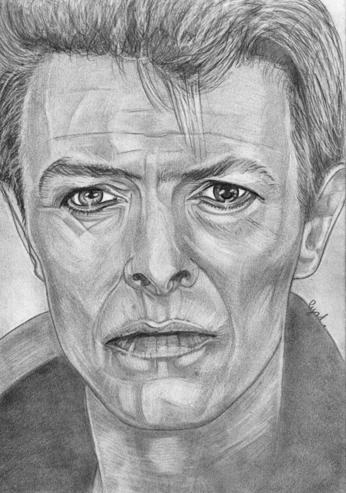 제목이 "David Bowie"인 그림 Eric Schroedel로, 원작, 흑연