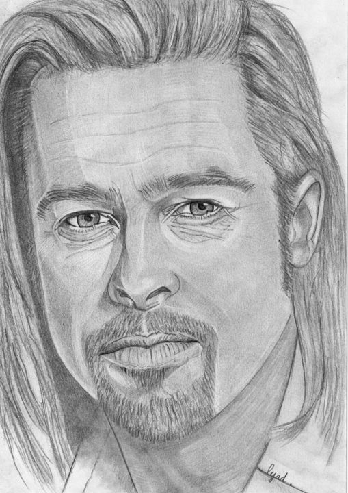 Drawing titled "Brad Pitt" by Eric Schroedel, Original Artwork, Graphite