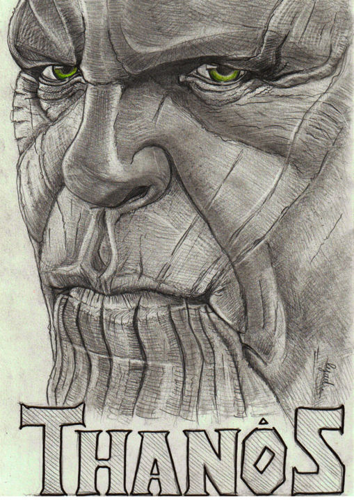 Dessin intitulée "Thanos" par Eric Schroedel, Œuvre d'art originale, Graphite