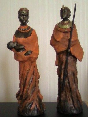 Sculpture titled "Couple Massaï" by Lyane Lenormand, Original Artwork